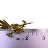 Vintage Gold Tone Roadrunner Brooch Pin Speckled Detailing Retro Jewelry