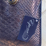 Epona Women’s Bronze Metallic Snakeskin Clasp Closure Chain Strap Crossbody Bag