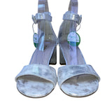 Paul Green Women’s Silver Leather PFI Ankle Strap Block Heel Sandals Size 3