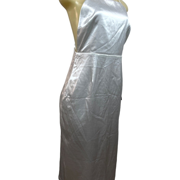 Lulus White Satin Midi Dress With Spaghetti Straps & Open Back Design Sz M - New