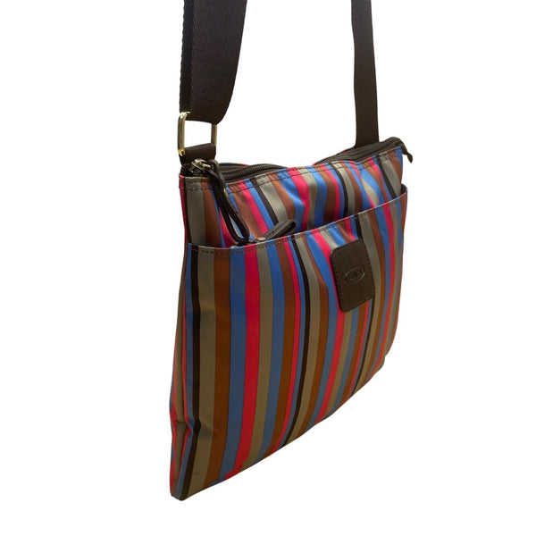 Brics Women’s Multicolor Nylon Striped Bag Adjustable Strap Crossbody Bag