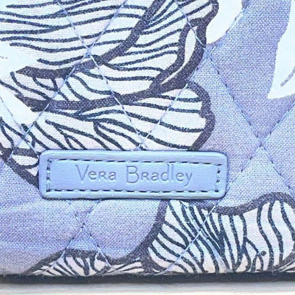 Vera Bradley Women’s Gray Floral Cotton RFID Quilted Zip Around Wristlet Wallet