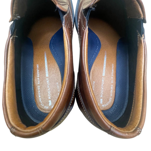 Rockport Men’s Brown Leather Leader 2 Bike Toe Slip-On Dress Shoes Size 11.5