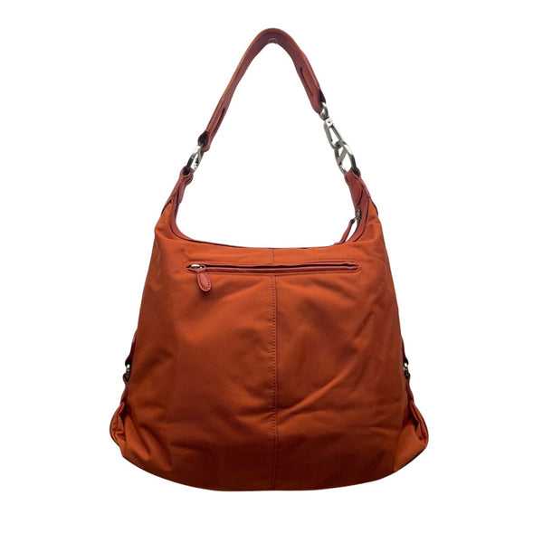 Tumi Women’s Orange Nylon Zip Top Front Zipper Accents Shoulder Bag