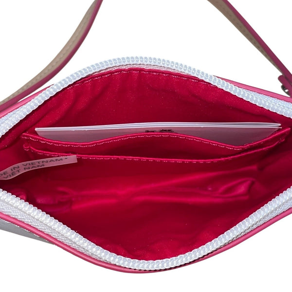 Coach Women’s Pink & White Ombré Leather With Key Lace Detail Wristlet Clutch
