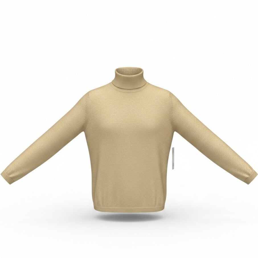Chicos Womens Gold Metallic Knit Mock Neck Sweater Long Sleeve Classic Fit Sz 2