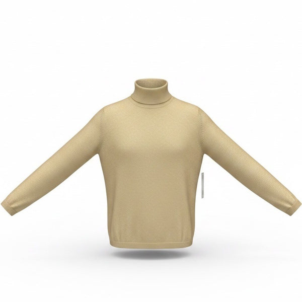 Chicos Womens Gold Metallic Knit Mock Neck Sweater Long Sleeve Classic Fit Sz 2