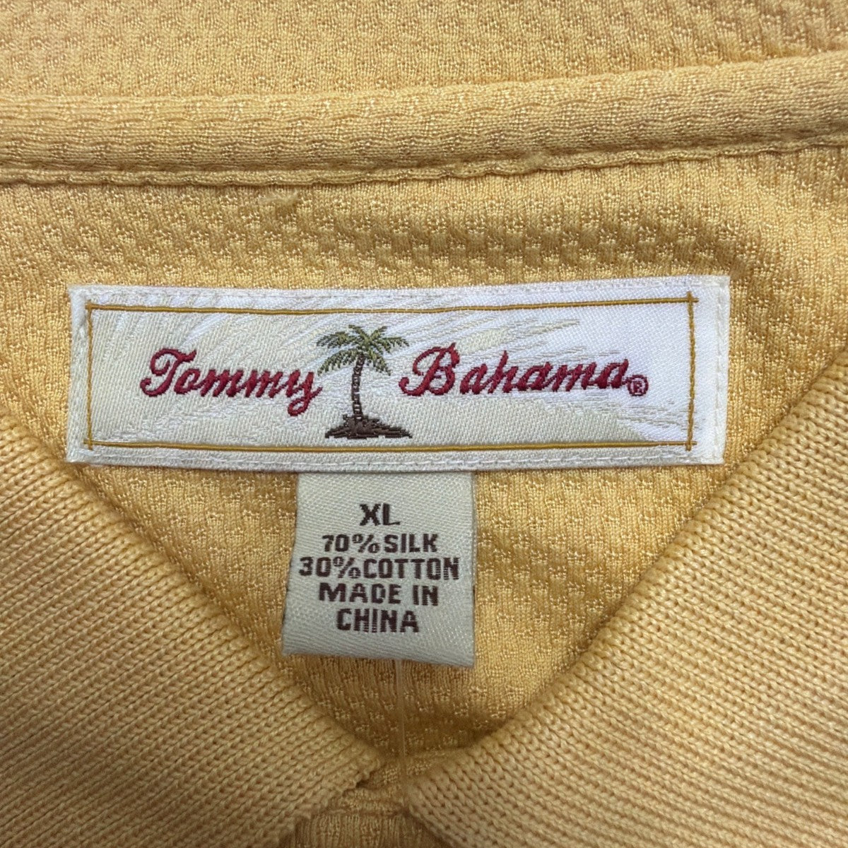 Tommy Bahama Mens Yellow Silk & Cotton Long Sleeve Polo Shirt Comfortable Sz XL