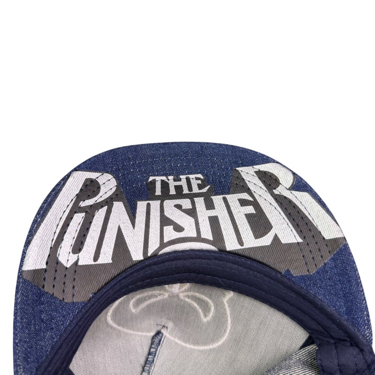 Marvel Mens Blue Cotton Punisher Snapback Hat Adjustable Denim Skull Accents