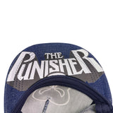 Marvel Mens Blue Cotton Punisher Snapback Hat Adjustable Denim Skull Accents