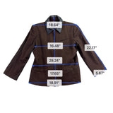 New Frontier Women’s Brown Wool Jacket Leather Trim Zip Front Vintage Size L 
