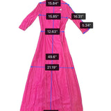 Vintage Womens Pink Velvet Long Sleeve Maxi Dress With Rhinestone Buttons