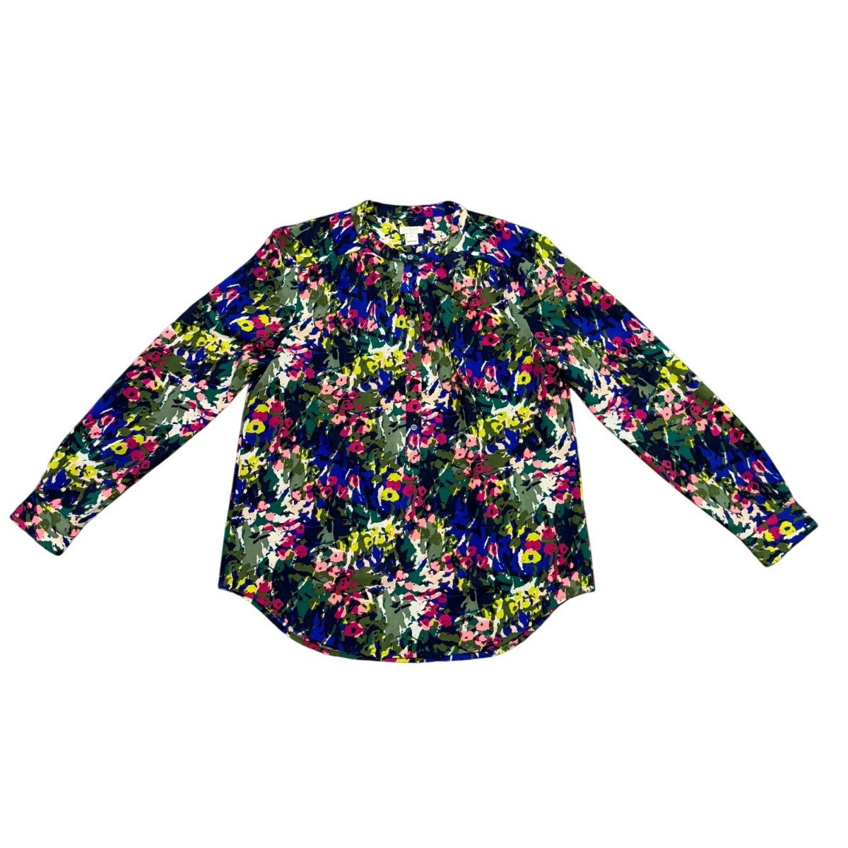J. Crew Womens Multicolor Floral Print Long Sleeve Button-Down Blouse Size XS
