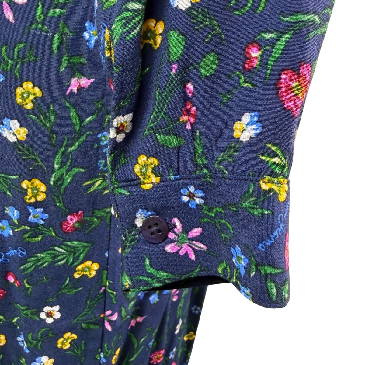 Pepe Jeans Womens Blue Floral Polyester Button-Down Midi Dress Size L