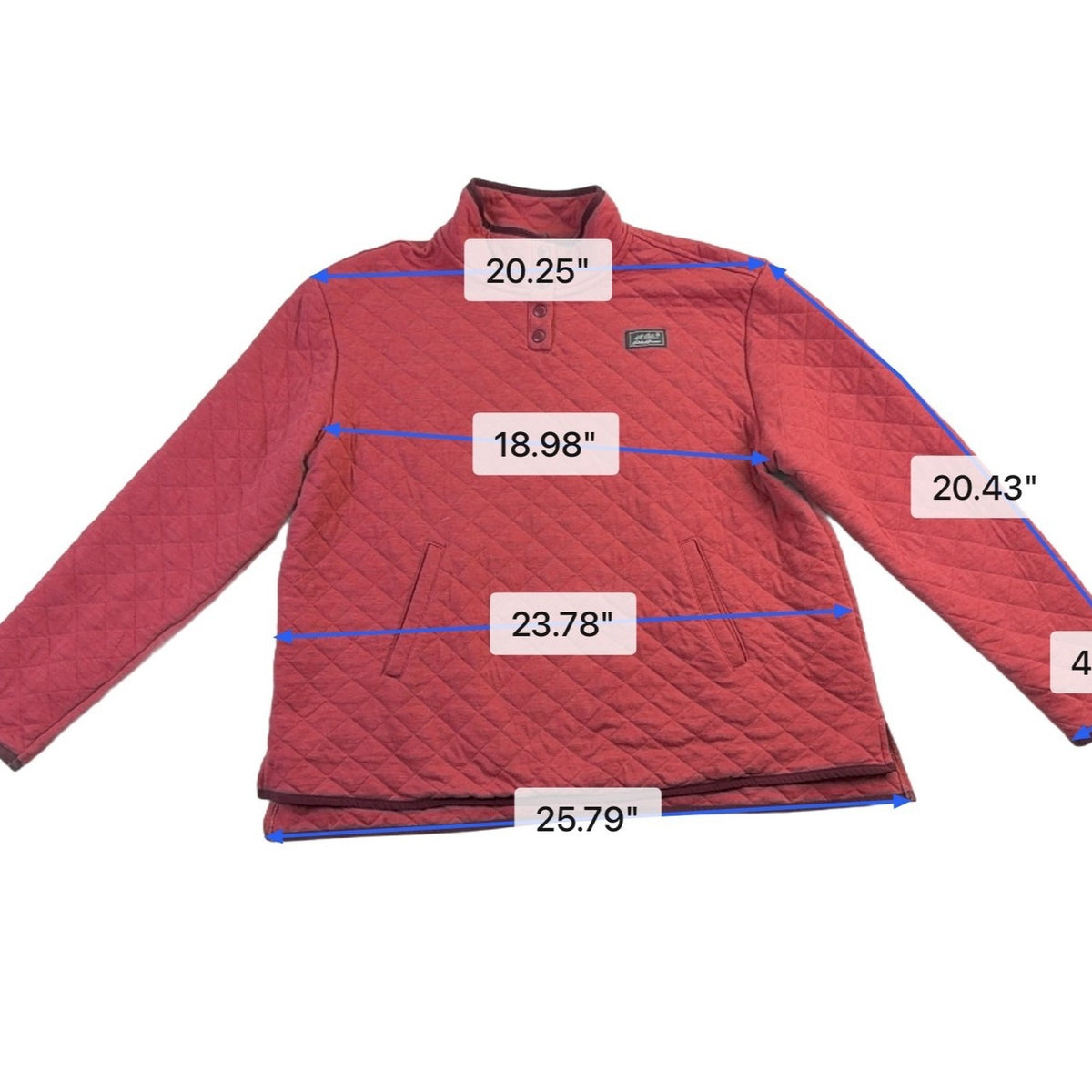 Eddie Bauer Womens Red Quilted & Mock Neck Pullover Sweatshirt Size XL 