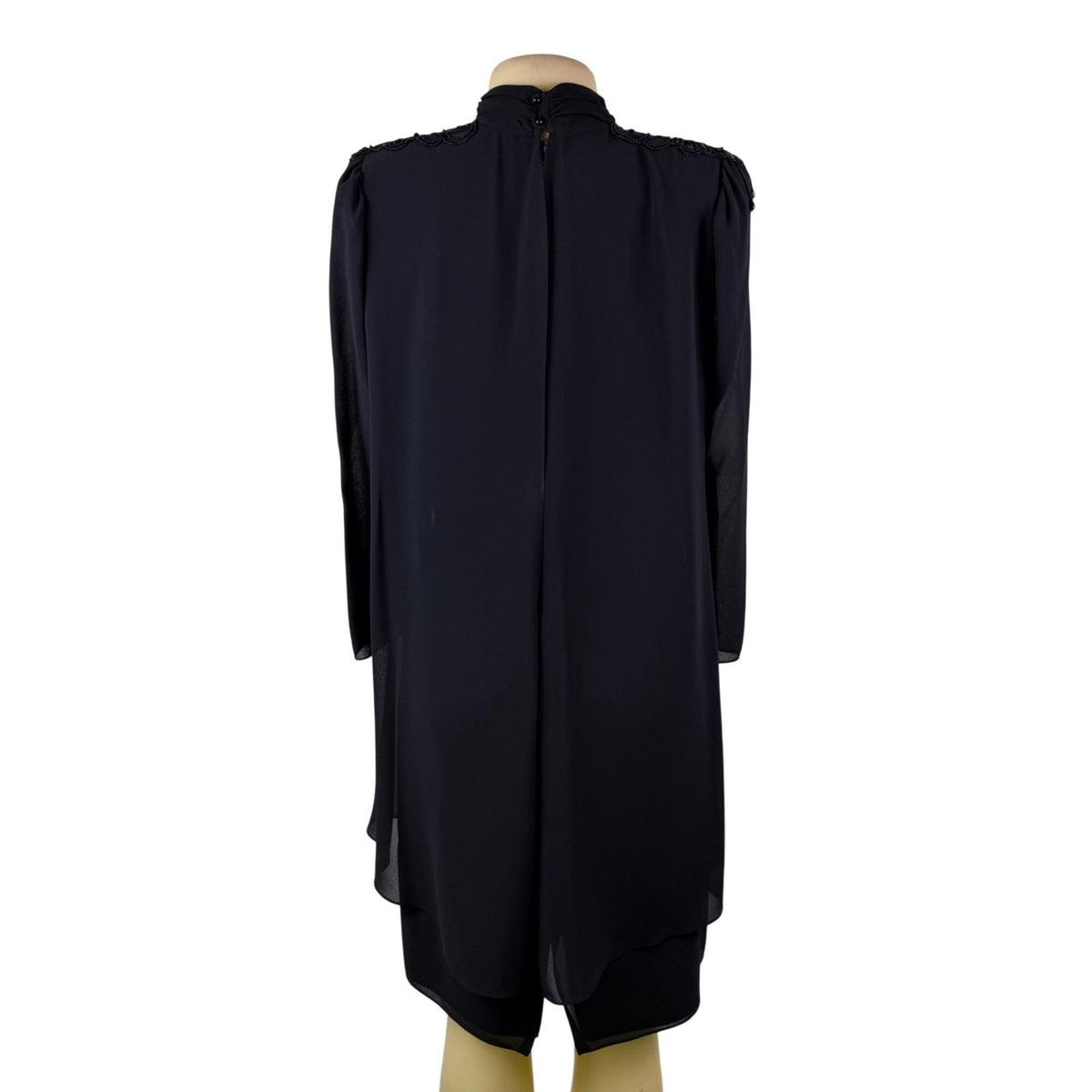 Ursula Womens Black Polyester Beaded Capelet Formal Dress Elegant Design Size 8P