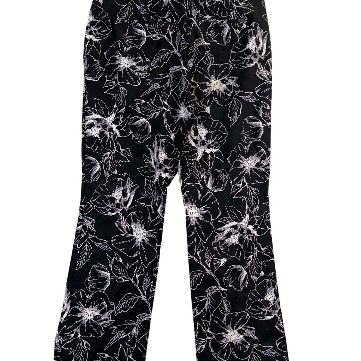 White House Black Market Womens Black Floral Flare Crop Pants Size 10
