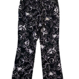 White House Black Market Womens Black Floral Flare Crop Pants Size 10