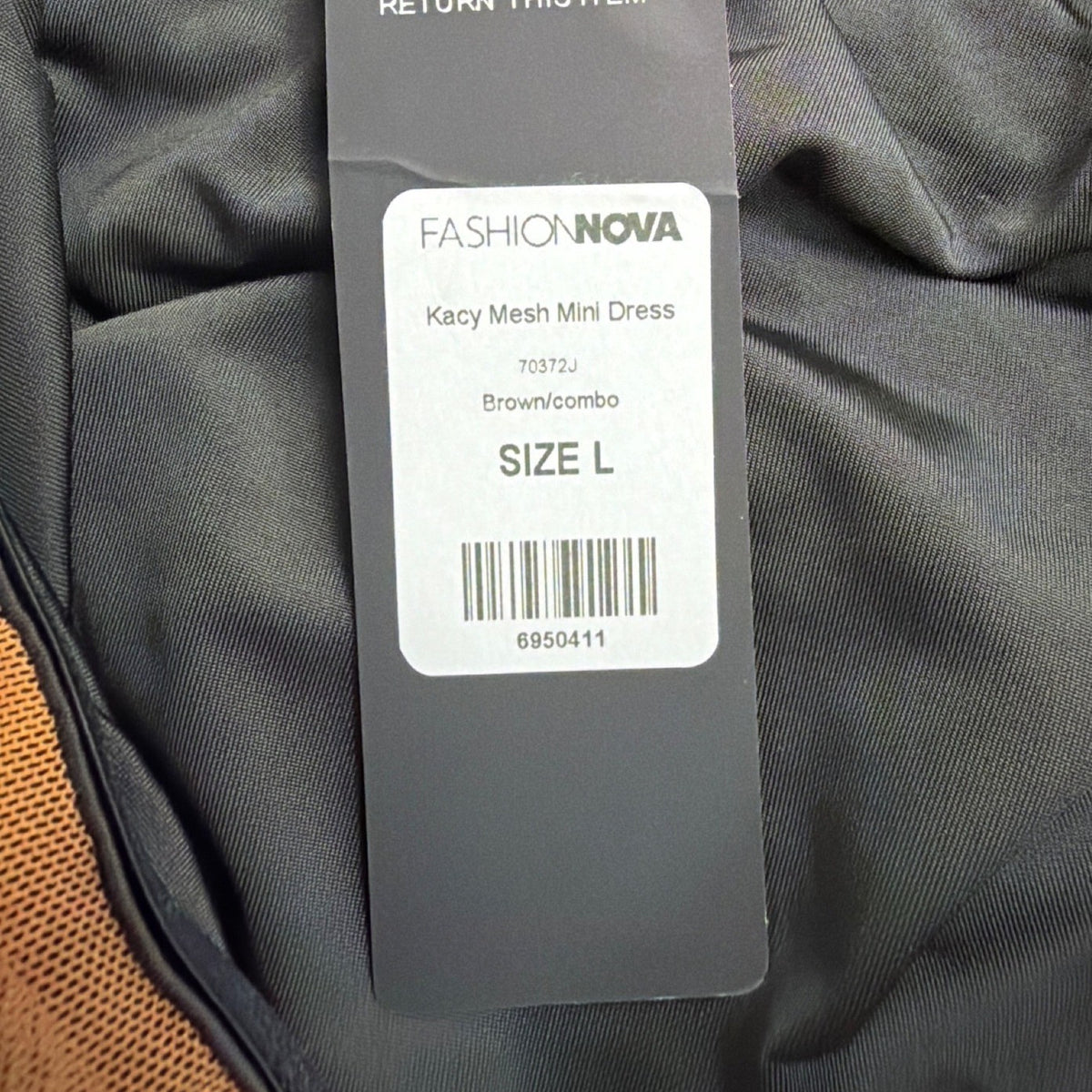 Fashion Nova Brown Multicolor Mesh & Stretch Mini Ruched Tube Dress Size L