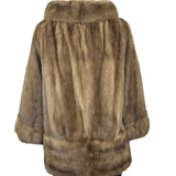 Vintage Thalhimers Women's Brown Fur Coat With 3/4 Sleeves & Hook Closure