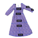 J. Crew Womens Blue Floral Smocked Long-Sleeve Midi Dress Viscose Size L