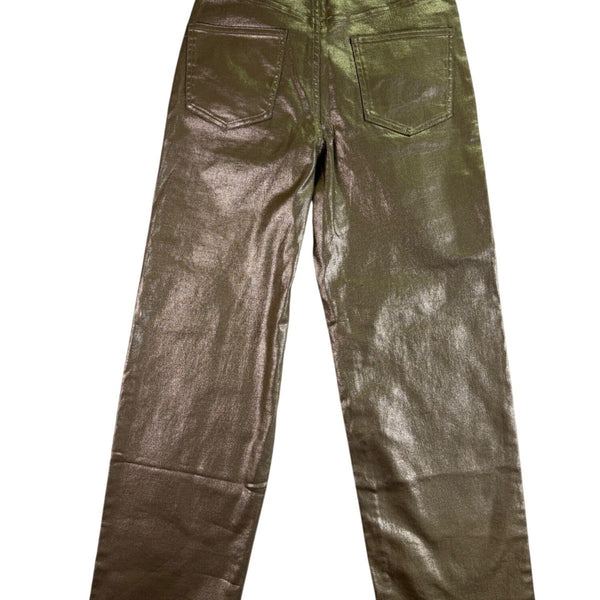 Banana Republic Womens Gold Metallic High-Rise Straight Jean Sz 27