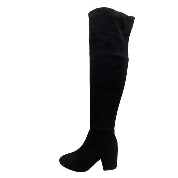 Bar III Women’s Black Suede Block Heel Over-The-Knee Boots Size 8M