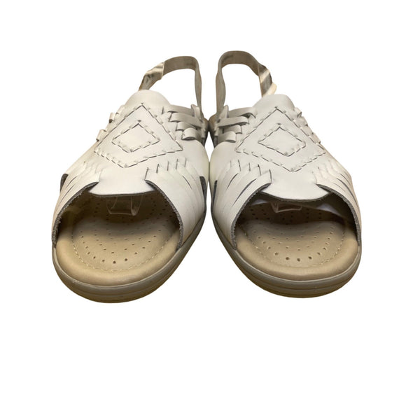 Softspots Women’s White Leather Perforated Insole Slingback Sandals Size 12N