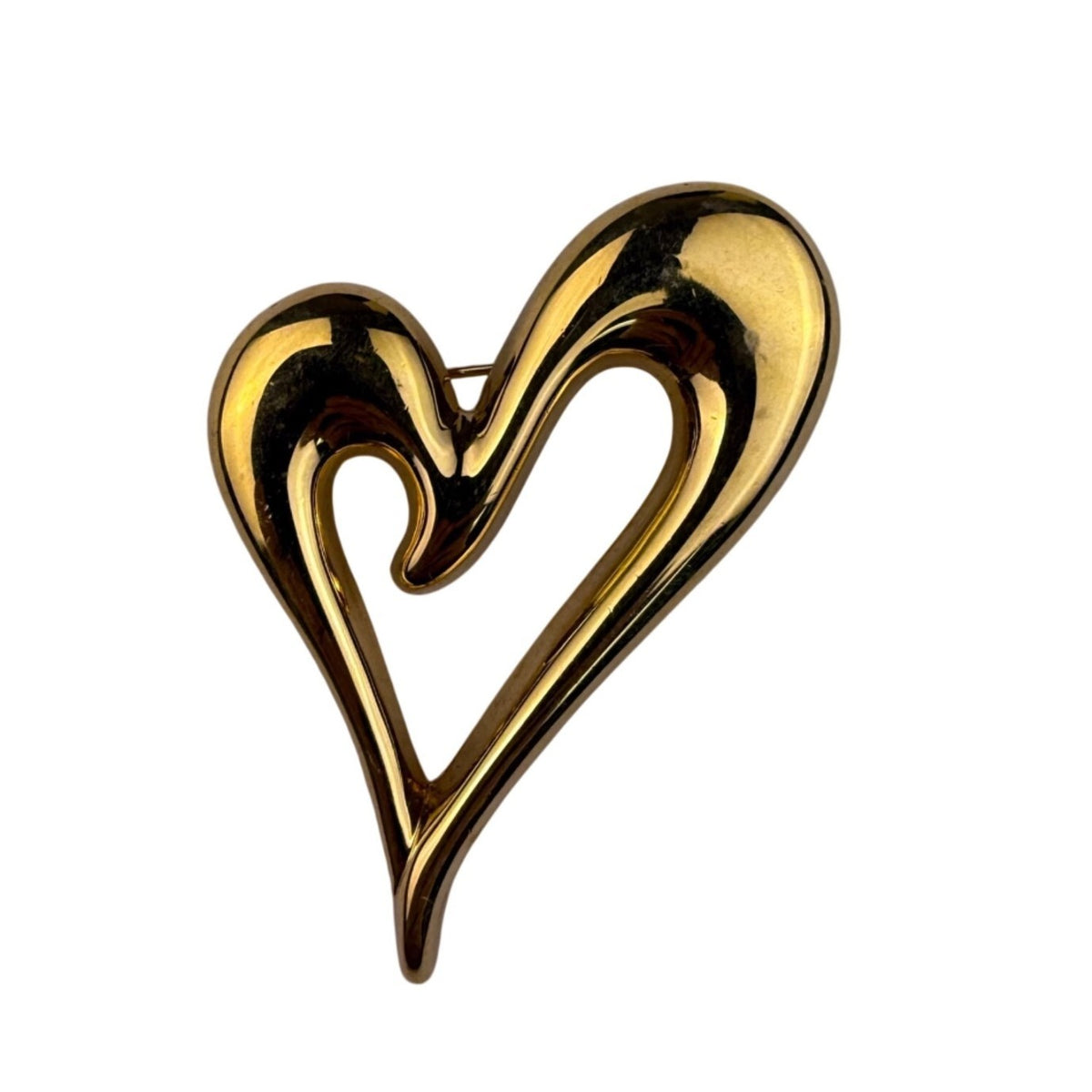 Monet Womens Gold Tone Modernist Heart Brooch Pin Textured Polished Vintage