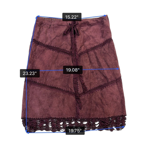 Arden B Womens Burgundy Leather Crochet Trim A-Line Skirt Size 6