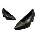 Calvin Klein Women's Black Leather Block Elegant Office Heel Pumps Size 8M