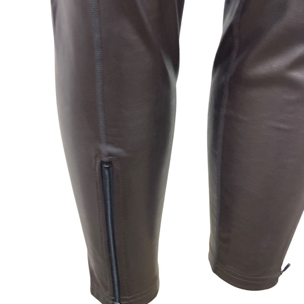A.L.C. Brown Leather Cropped Leggings Womens Sz 14