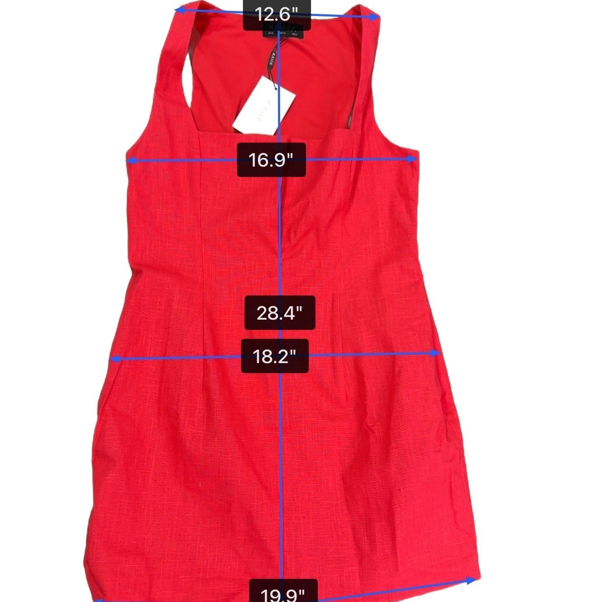 Kaiia Womens Red Linen-Cotton Sleeveless Mini Dress Square Neck Size 12