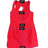 Kaiia Womens Red Linen-Cotton Sleeveless Mini Dress Square Neck Size 12