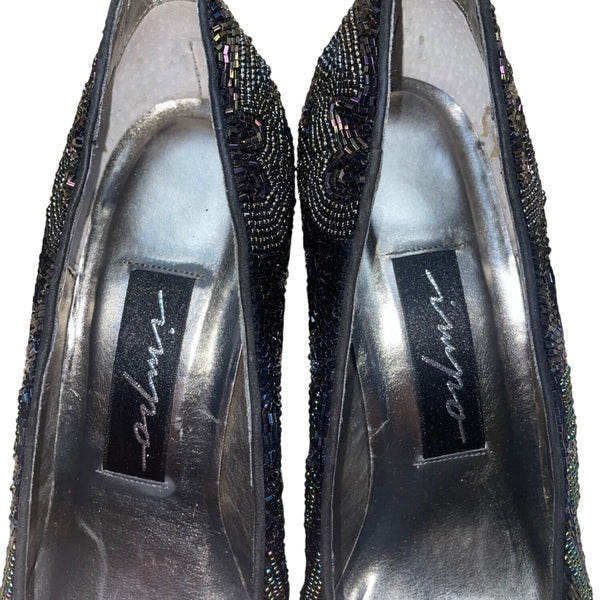 Impo Womens Black Iris Beaded Lining Monet High Heel Pumps Size 9B