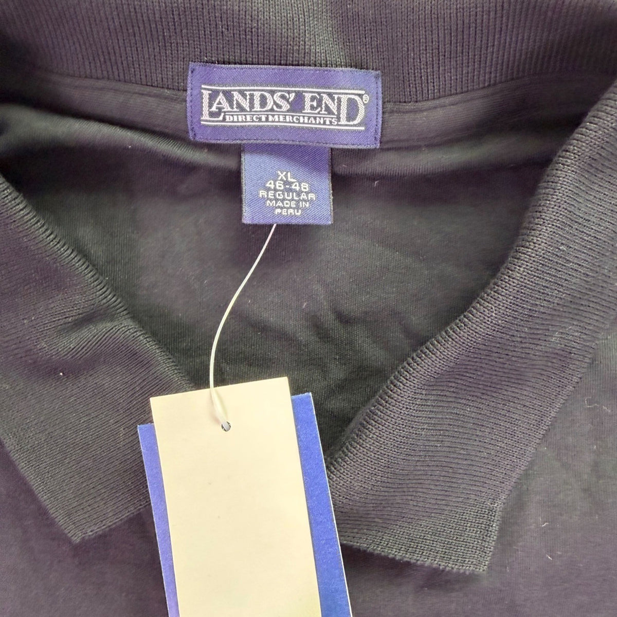 Lands End Mens Black Classic Polo Style Shirt Size XL