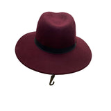 Doris Streich Womens Burgundy Wool Fedora Hat Wide Brim Black Band Stylish OS