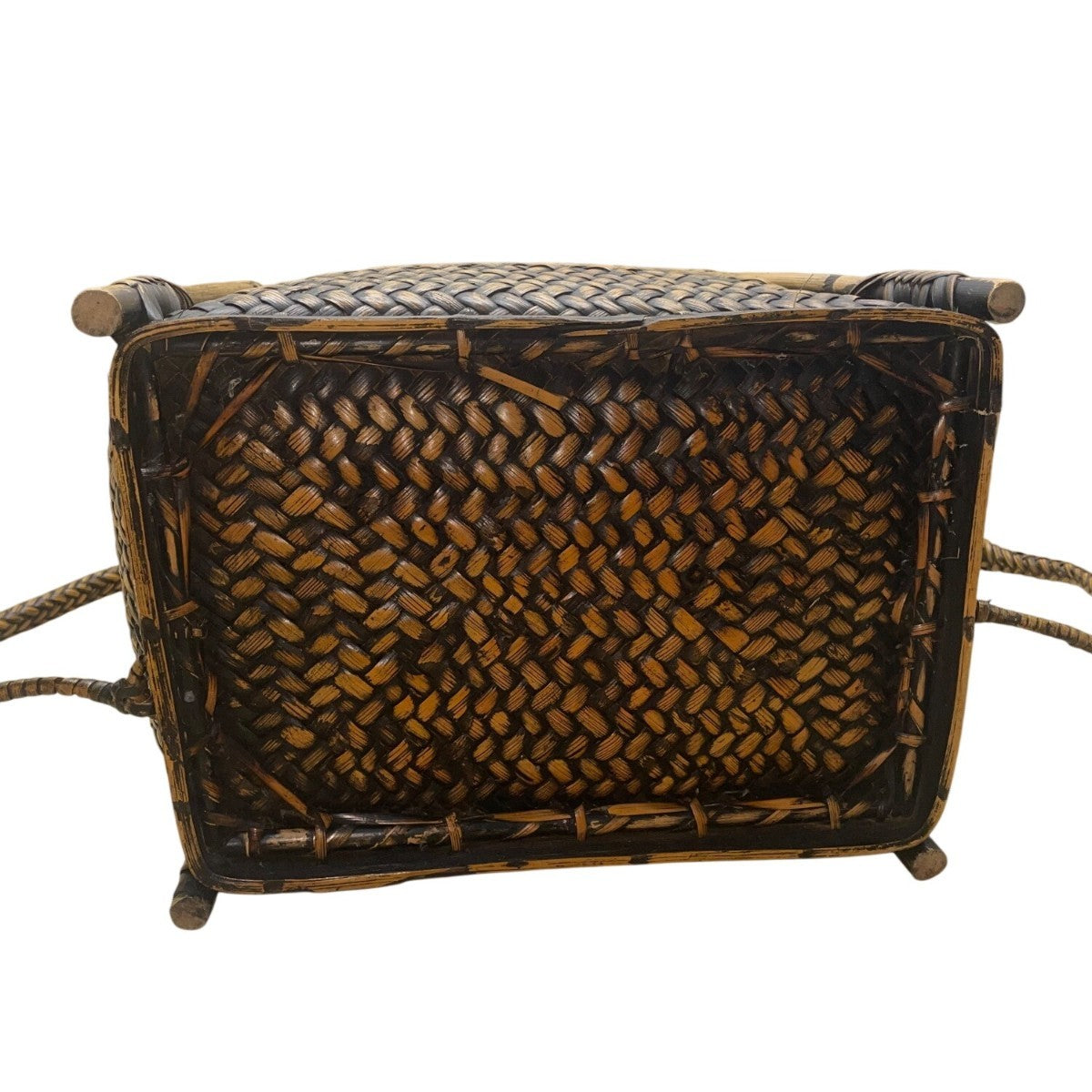 Vintage Brown Natural Woven Rattan Bamboo Frame Handmade Pasiking Backpack