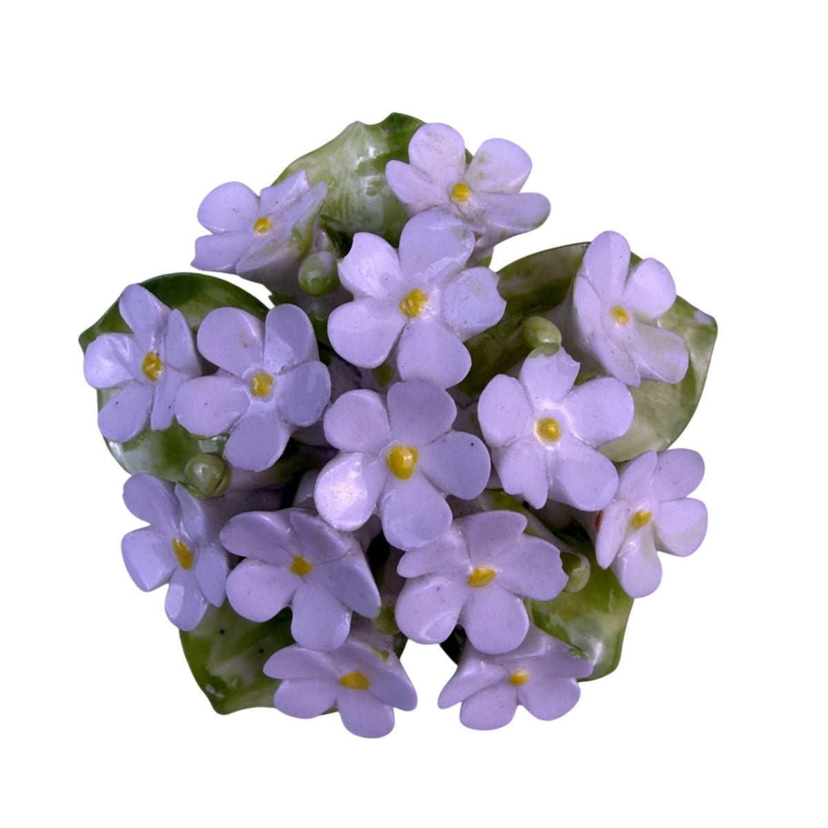 Cara China Green/Purple Porcelain Floral Brooch Flower Bouquet Made England