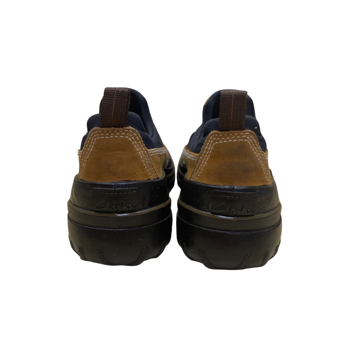 Clarks Men’s Brown & Black Leather Waterproof Slip-On Outdoor Shoes Size 7M