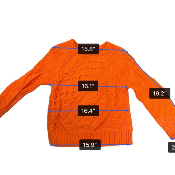 J. Crew Womens Bright Orange Cable Knit Sweater Cozy Lightweight Sz M