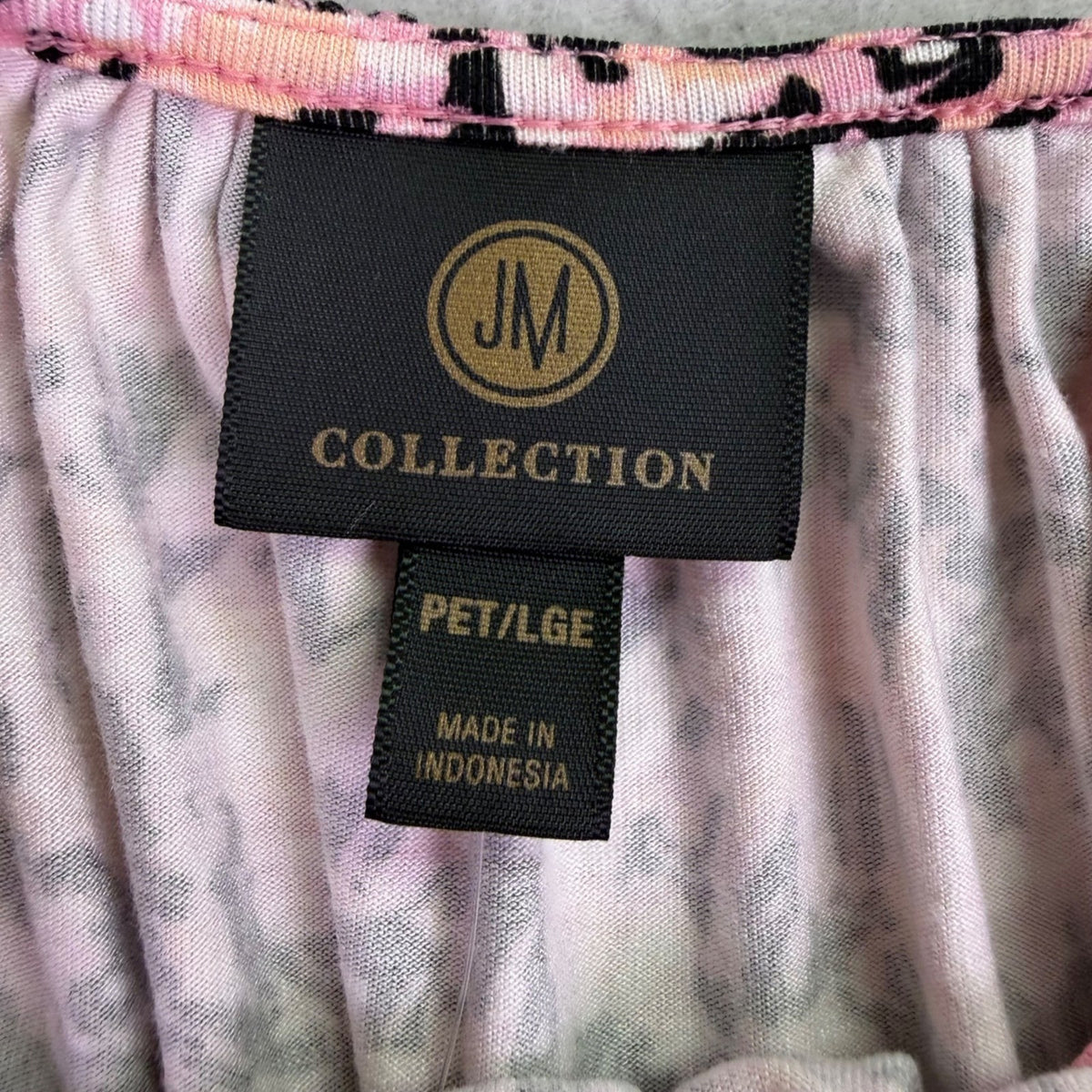 JM Collection Womens Pink Black Printed Blouse Petites Size L