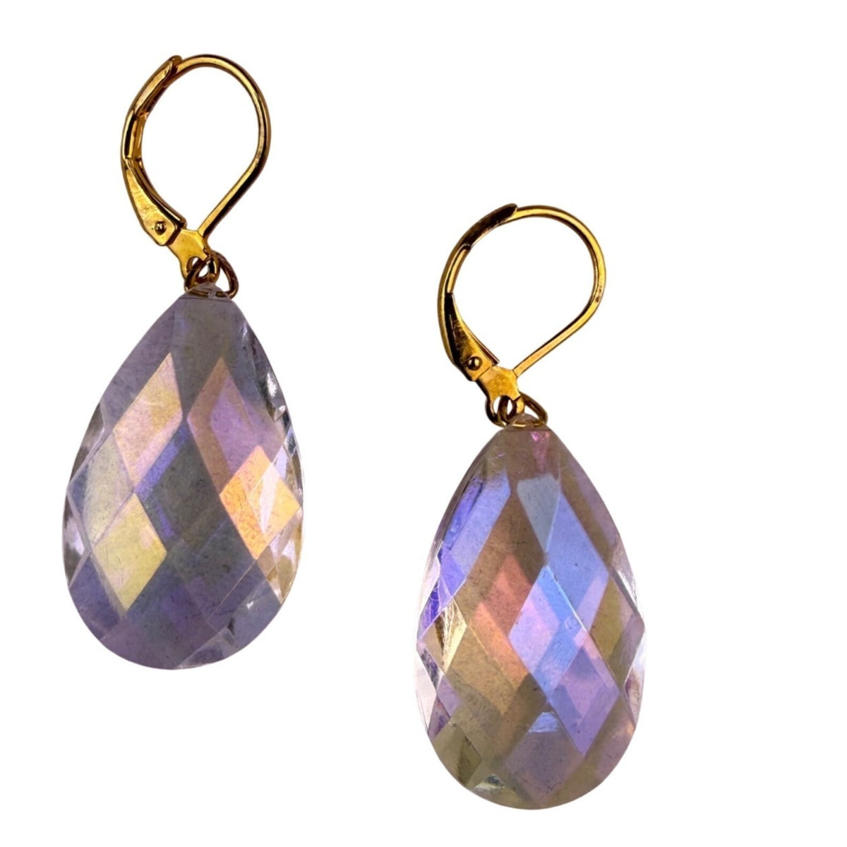 Joan Rivers Womens Gold Tone Iridescent Crystal Faceted Dangle Earrings