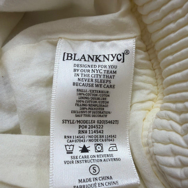Blanknyc Womens White Quilted Floral Bomber Jacket 100% Cotton Embroidered Sz S