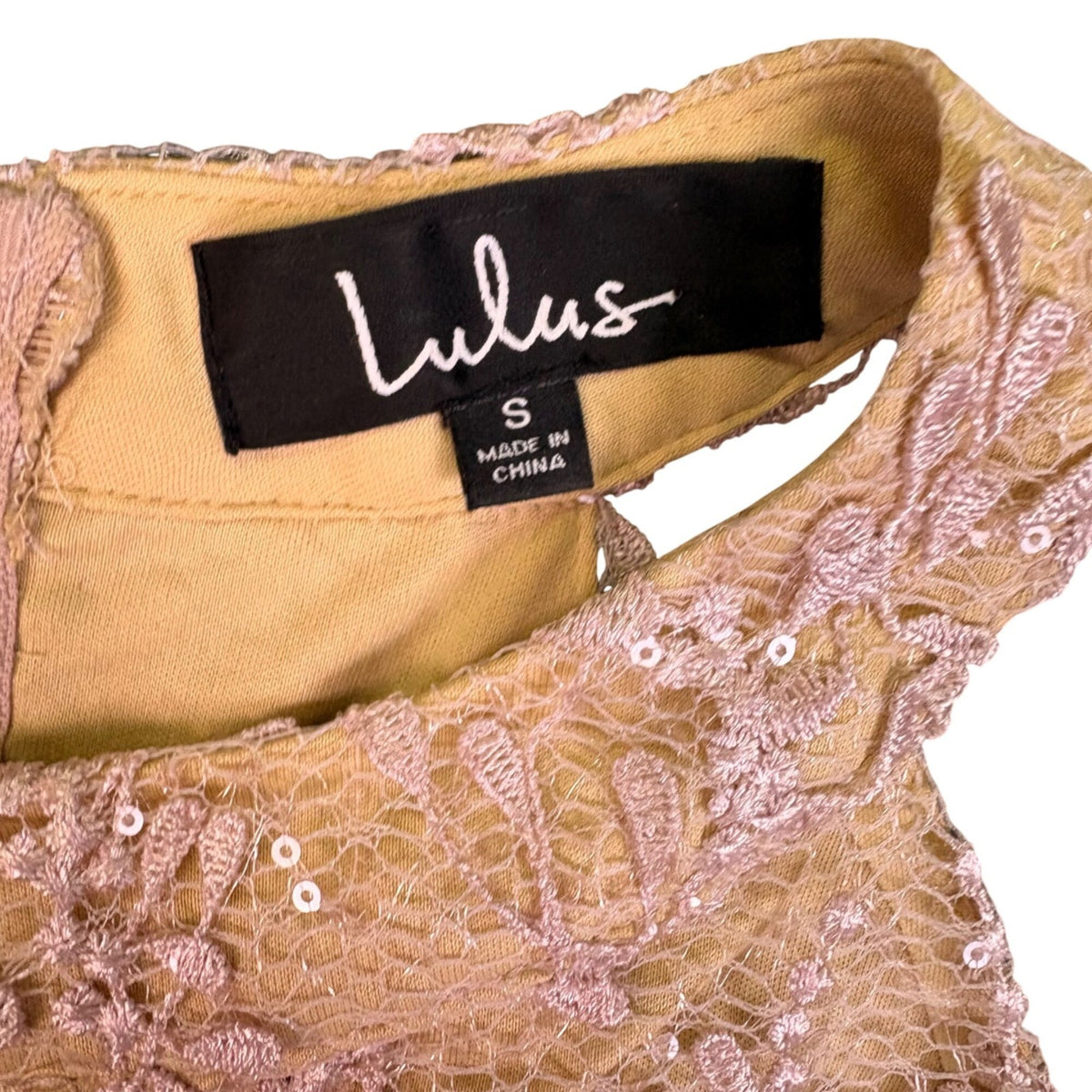 Lulus Womens Lavender & Beige Lace Sleeveless Cocktail Dress High Neck Size S