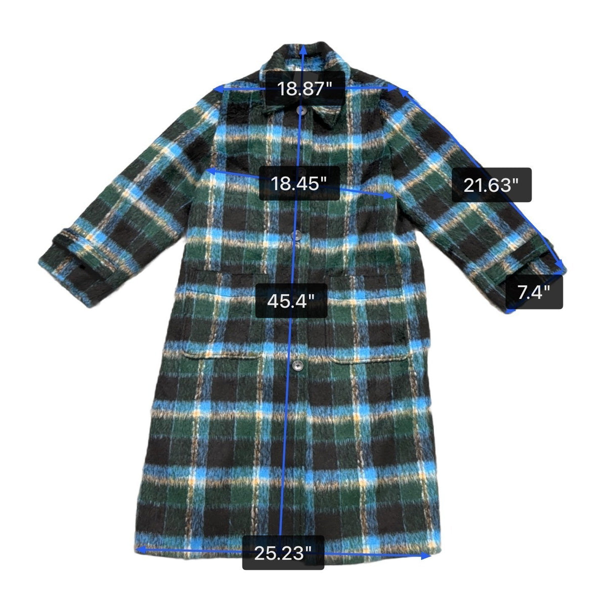 Free Assembly Womens Black Multi-Color Plaid Coat Sz L