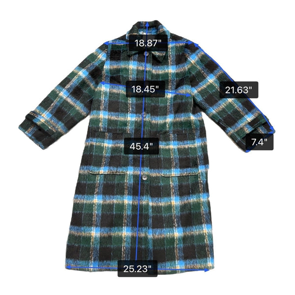 Free Assembly Womens Black Multi-Color Plaid Coat Sz L