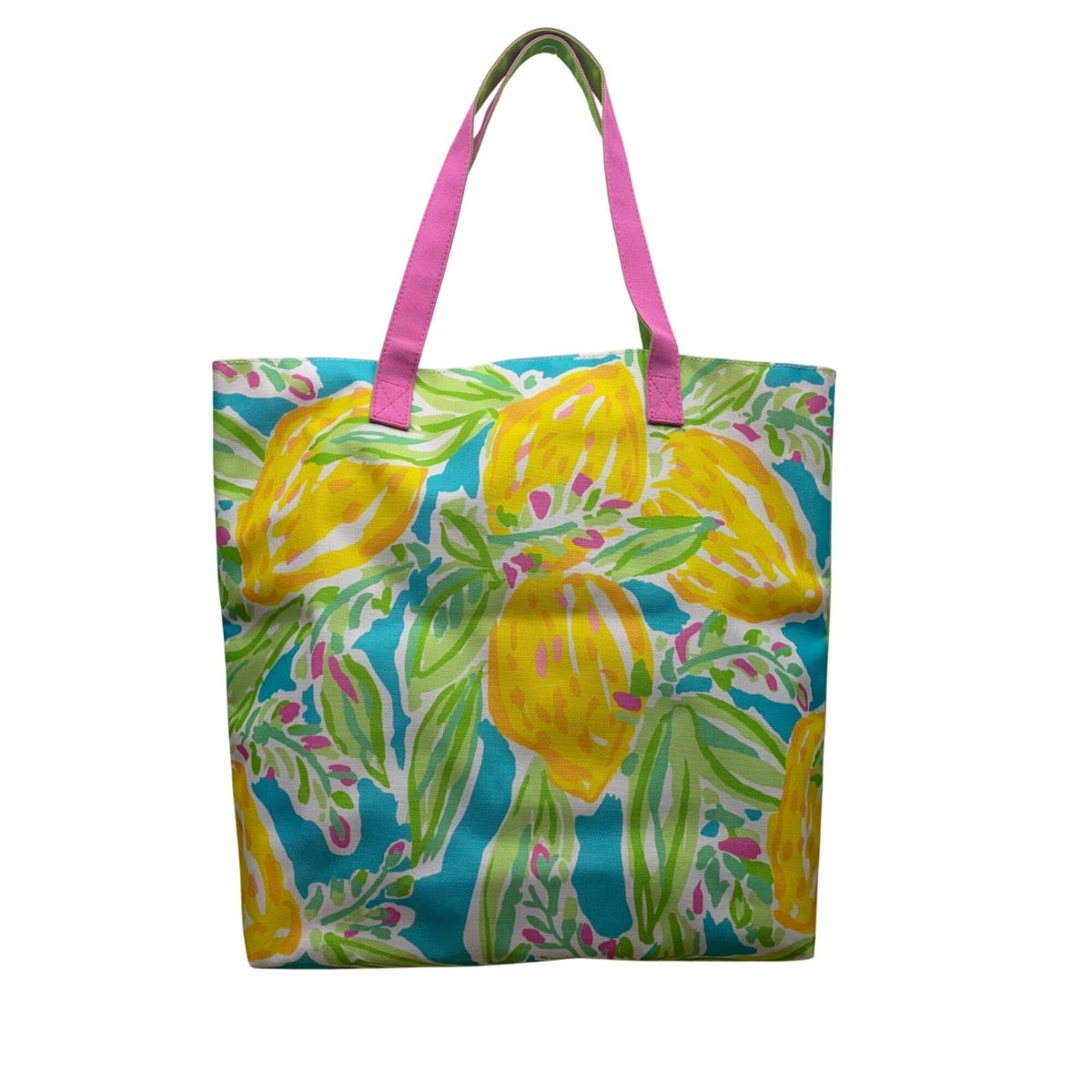 Lilly Pulitzer Women’s Green Multicolor Lemon Print Summer Carryall Tote Bag