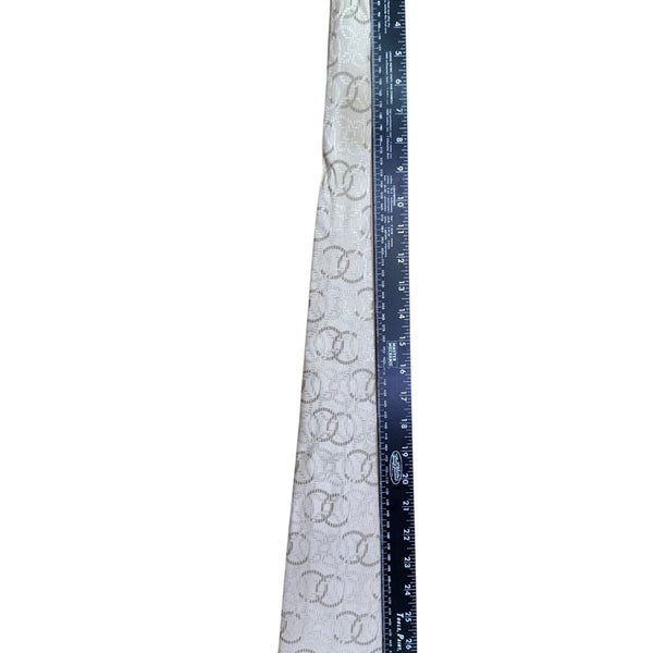 Mens Beige 100% Silk Tie Geometric Pattern Made In Italy