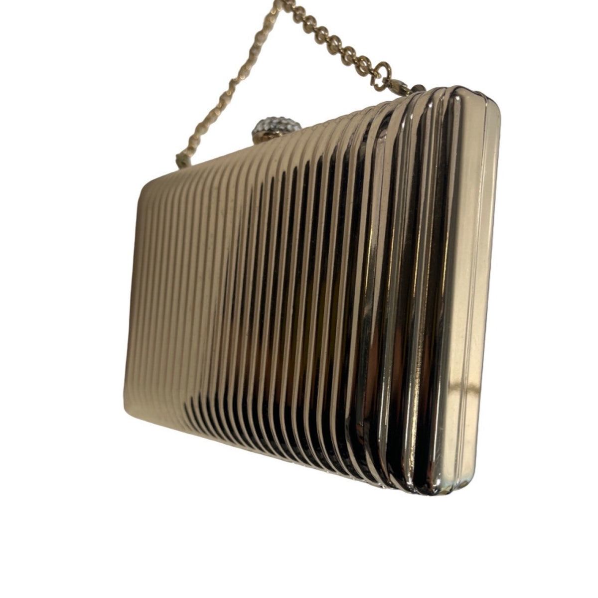 Charming Charlie Women's Gold Crossbody RSVP Evening Clutch Purse Sz S